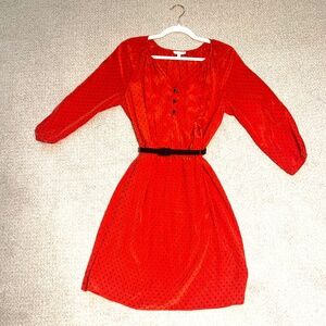Shoshanna Red Printed Dress 3/4 Sleeve Dress Size 2
